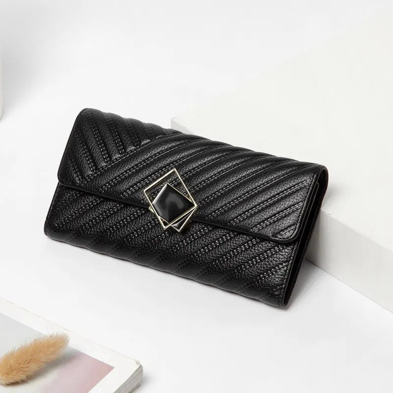 Large Capacity Leather Women's Wallet - Long Hand-Held Phone Holder