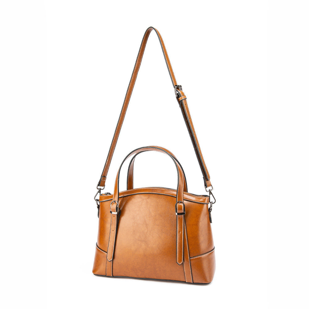 Genuine Leather Women's Crossbody Bag - Retro Casual Fashion Patch Bags