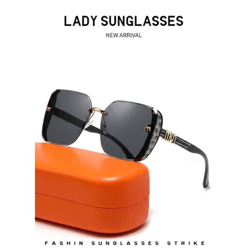 Fashion Luxury Square Sunglasses – UV400 Protection Lightweight Trendy Eyewear Gold White