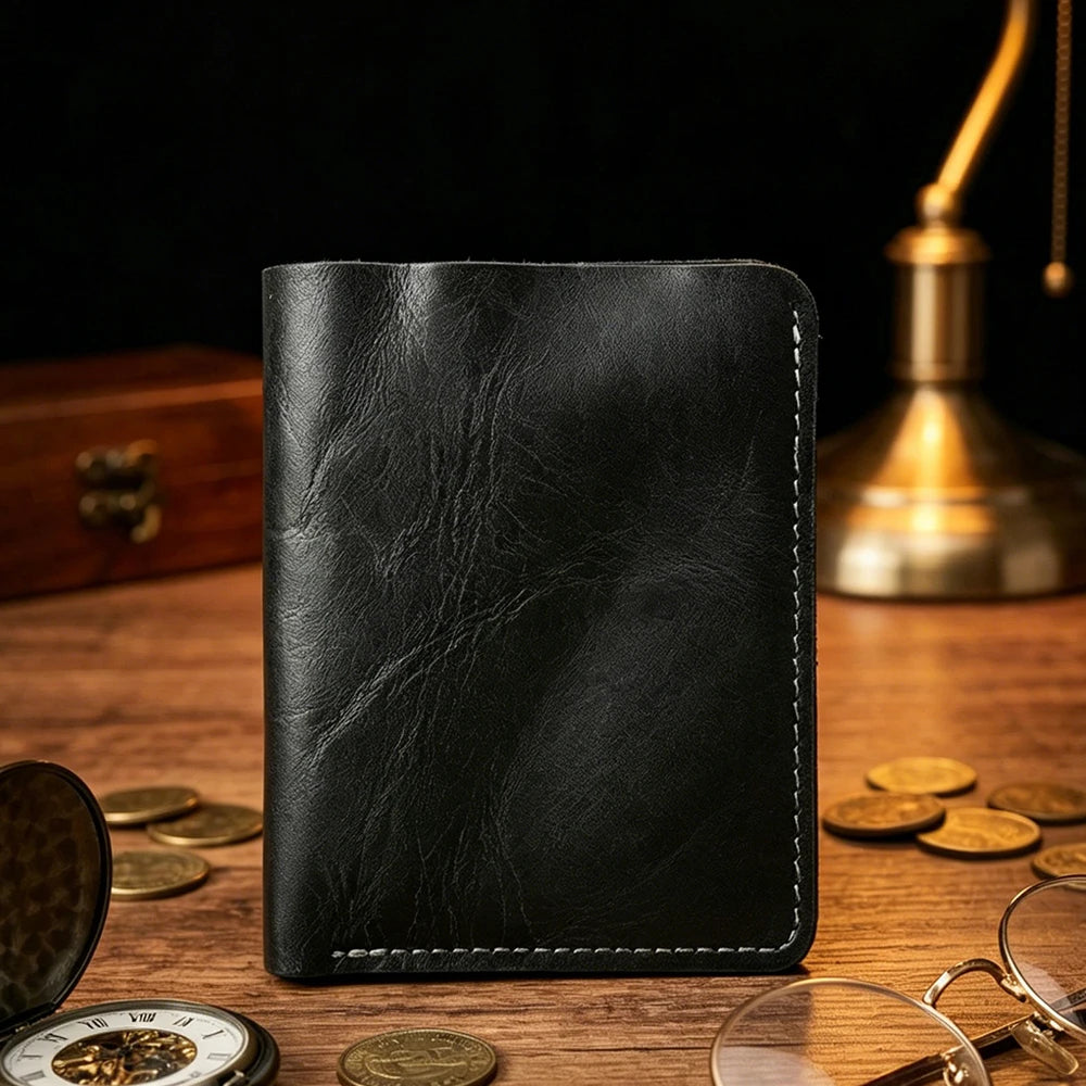 Vintage Genuine Leather Men Wallet - Large Capacity Durable Card Holder Money Clips