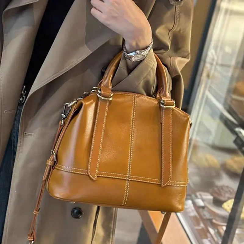 Vintage Genuine Cow Leather Women's Bag - Luxury Design Woman Handbag