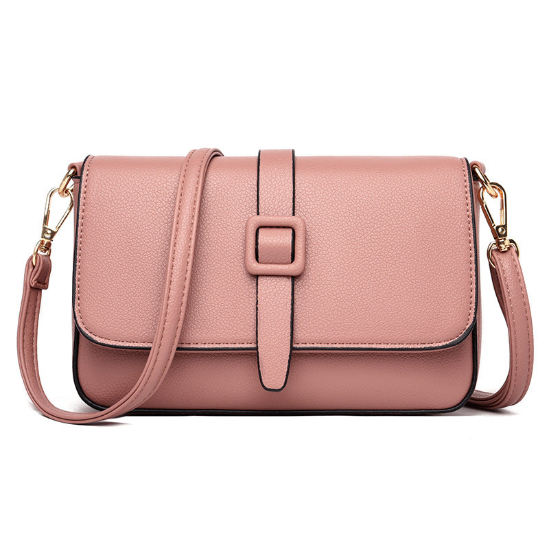 Women’s Small Square Crossbody Bag - Minimalist Leather Flap Bag