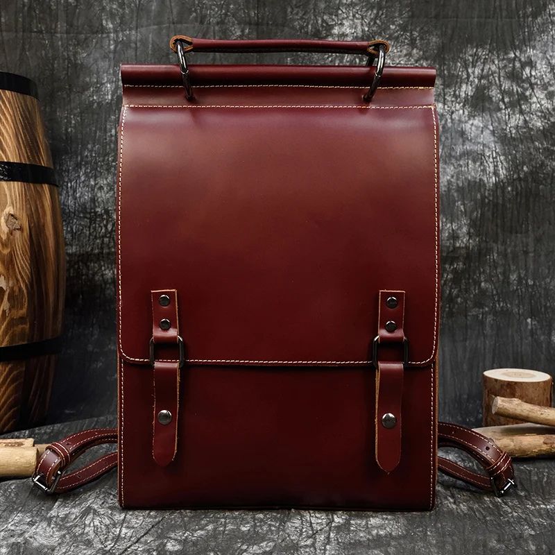 Vintage Crazy Horse Genuine Leather Backpack for Men & Women – A4 School & Laptop Daypack Rucksack