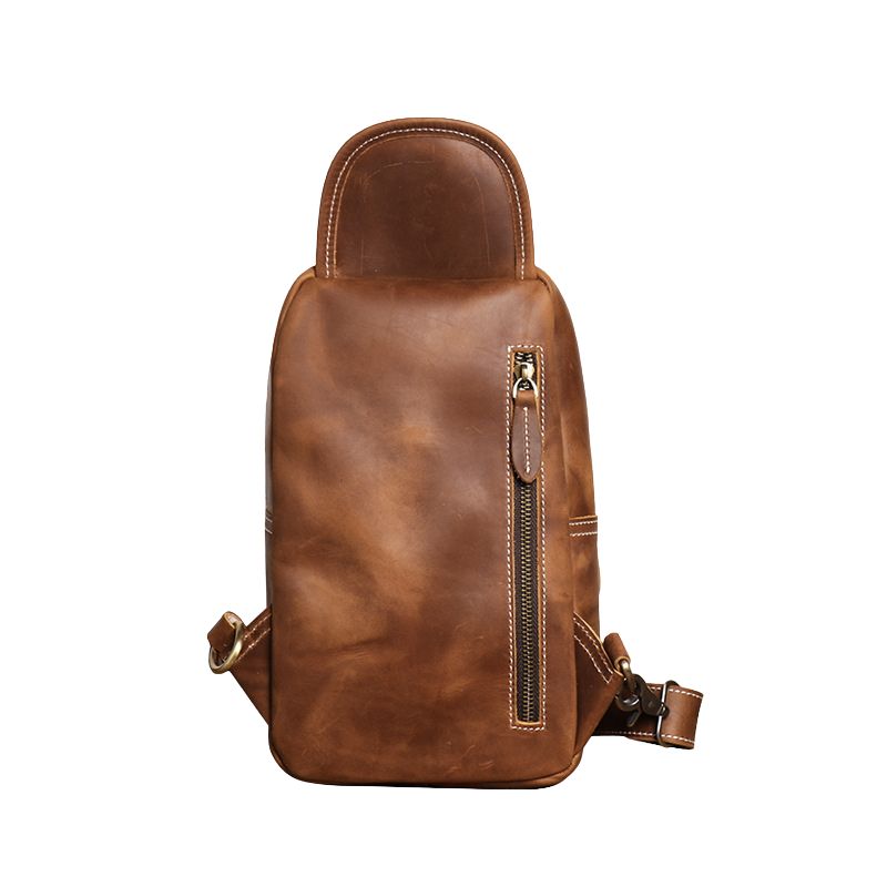 European and American Men's Crazy Horse Leather Crossbody Chest Bag