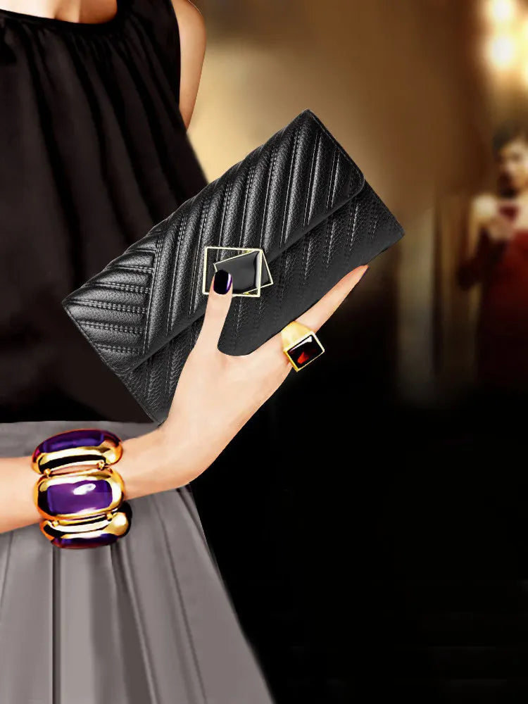 Large Capacity Leather Women's Wallet - Long Hand-Held Phone Holder