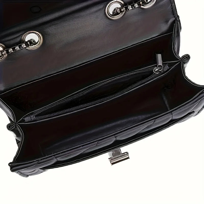 Elegant Black Mini Tartan Crossbody Bag - Adjustable Shoulder Strap Handbag