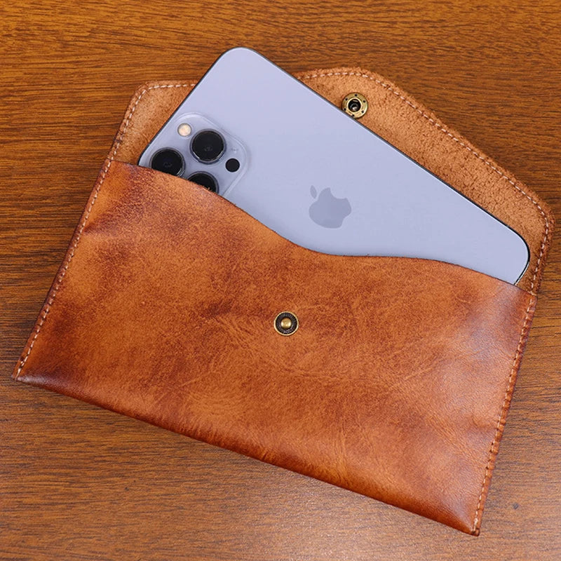 Genuine Leather Men Handmade Wallet - High Quality Retro Handbag