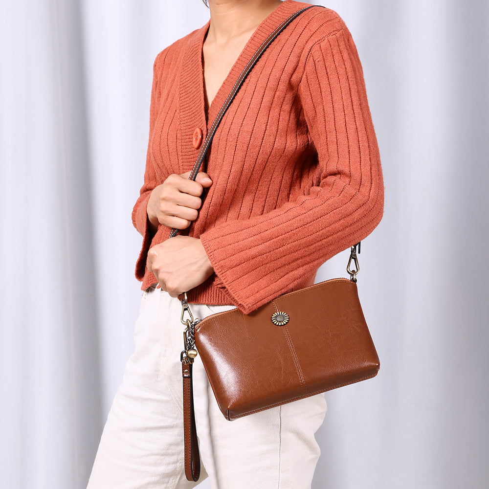 Genuine Leather Women's Clutch Messenger Bag
