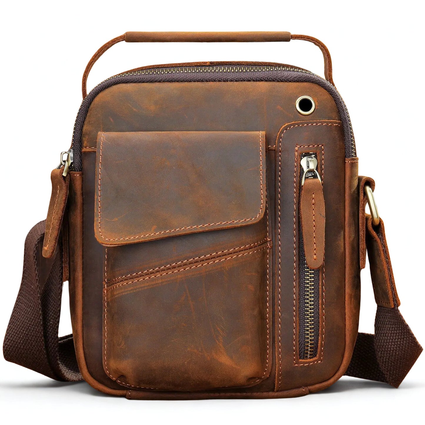 Men's Cowhide Casual Crossbody Bag - Large Capacity Leather Sling Bags