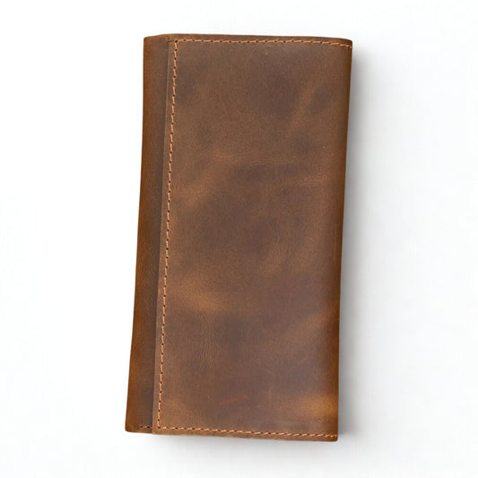 Men's Vintage Pull-Up Leather Long Wallet - Large Capacity Cowhide Clutch