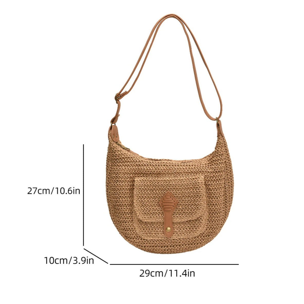 Straw Crossbody Bag Stylish Retro Vacation Look - Scraften