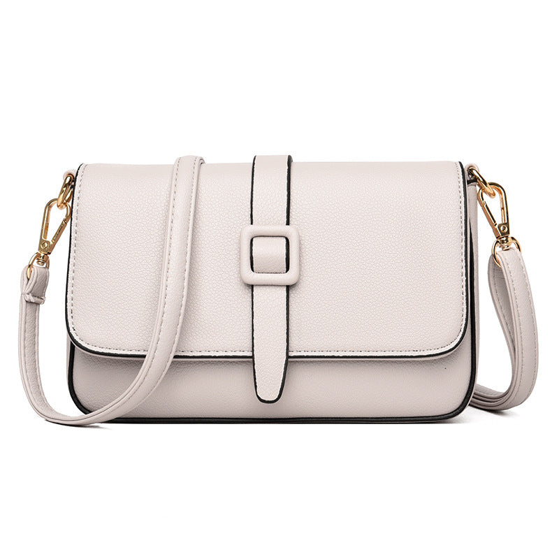 Women’s Small Square Crossbody Bag - Minimalist Leather Flap Bag