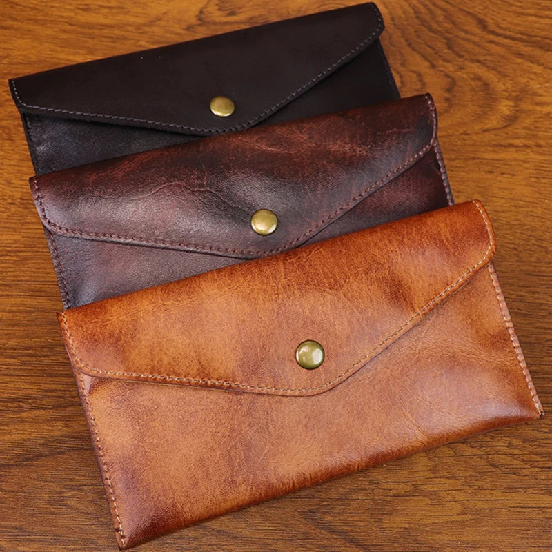 Genuine Leather Men Handmade Wallet - High Quality Retro Handbag