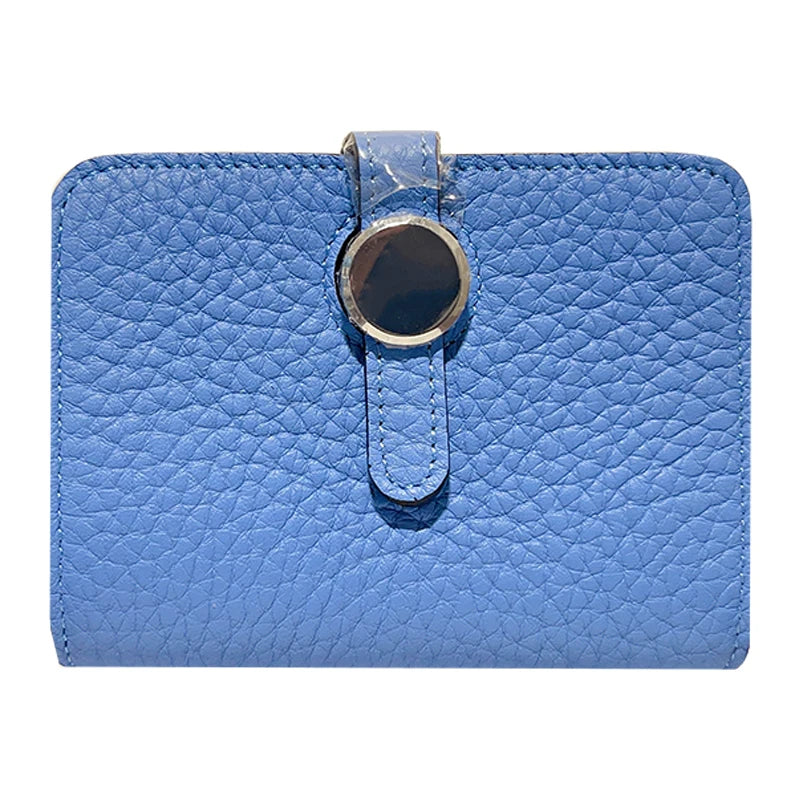 Genuine Leather Card Holder Wallet - Compact Unisex Short Purse with Hasp Closure