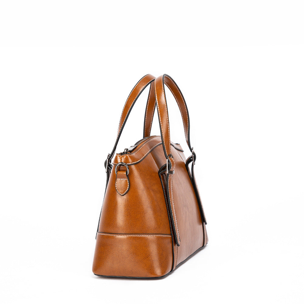 Genuine Leather Women's Crossbody Bag - Retro Casual Fashion Patch Bags