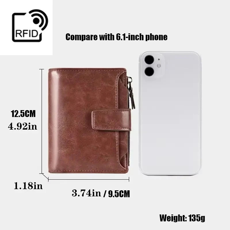 RFID Anti-theft Zipper Coin Wallet - Man Business Card Holder