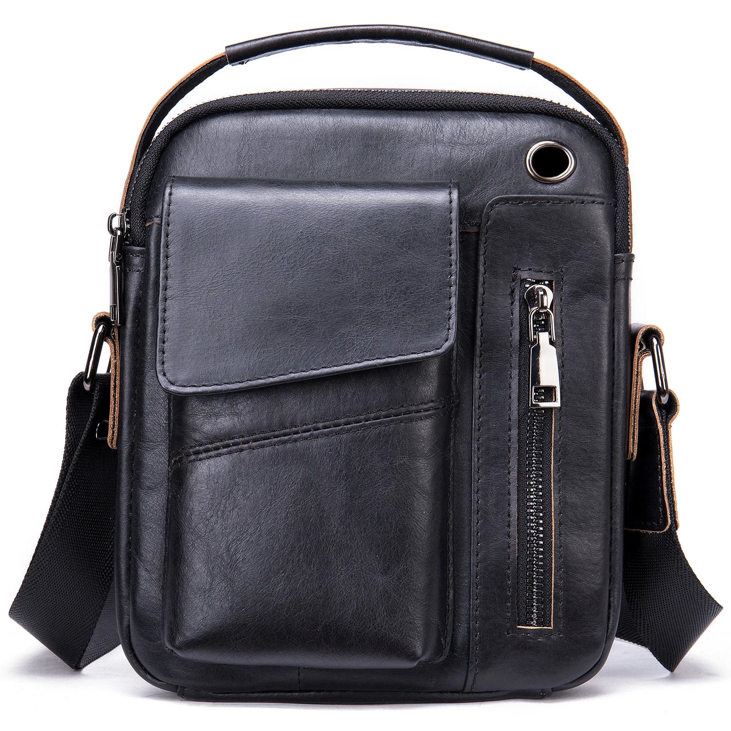 Men's Cowhide Casual Crossbody Bag - Large Capacity Leather Sling Bags