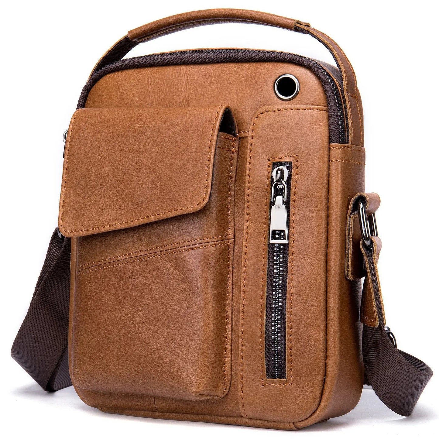 Men's Cowhide Casual Crossbody Bag - Large Capacity Leather Sling Bags