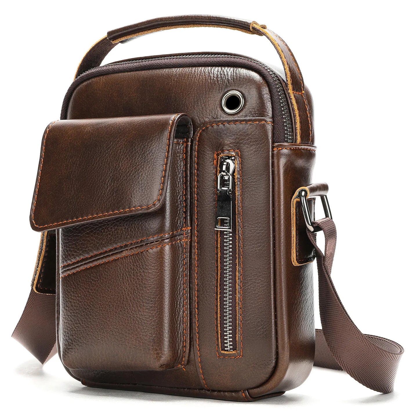 Men's Cowhide Casual Crossbody Bag - Large Capacity Leather Sling Bags