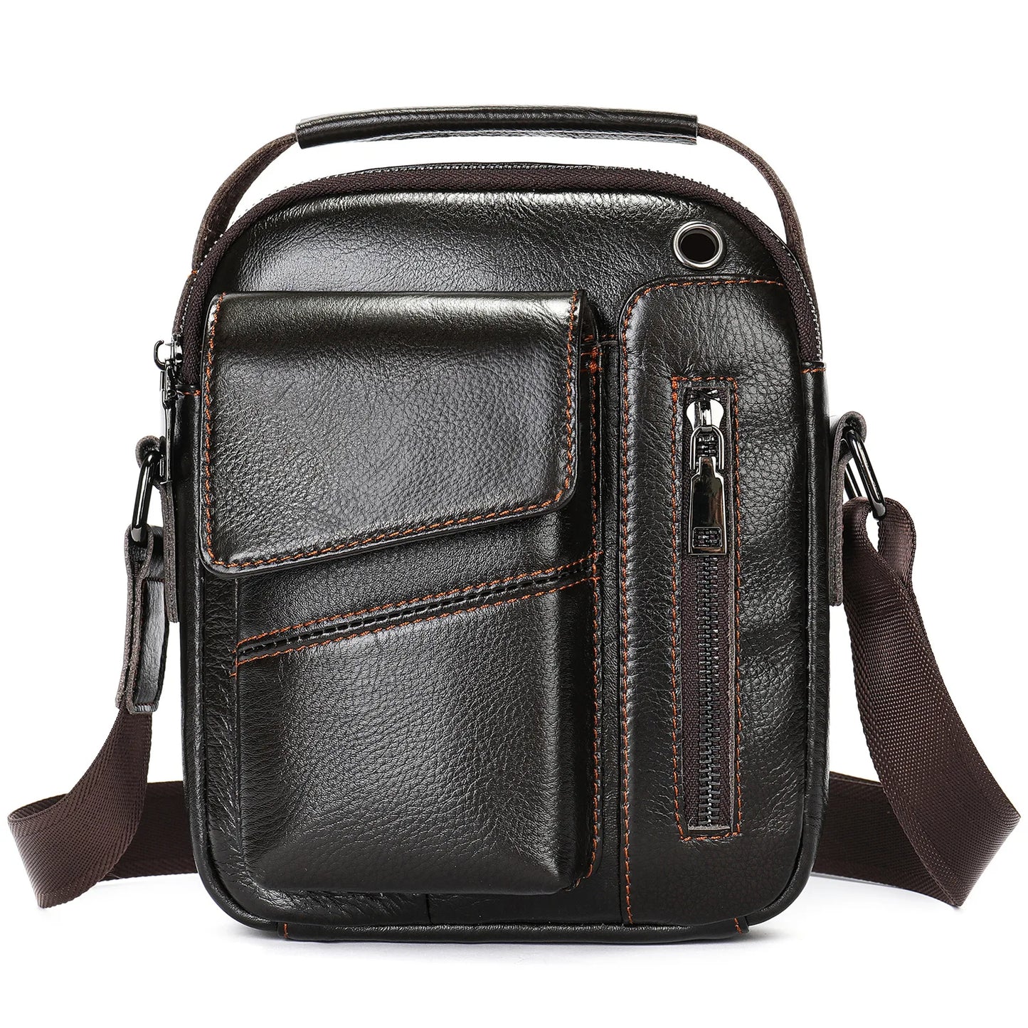 Men's Cowhide Casual Crossbody Bag - Large Capacity Leather Sling Bags