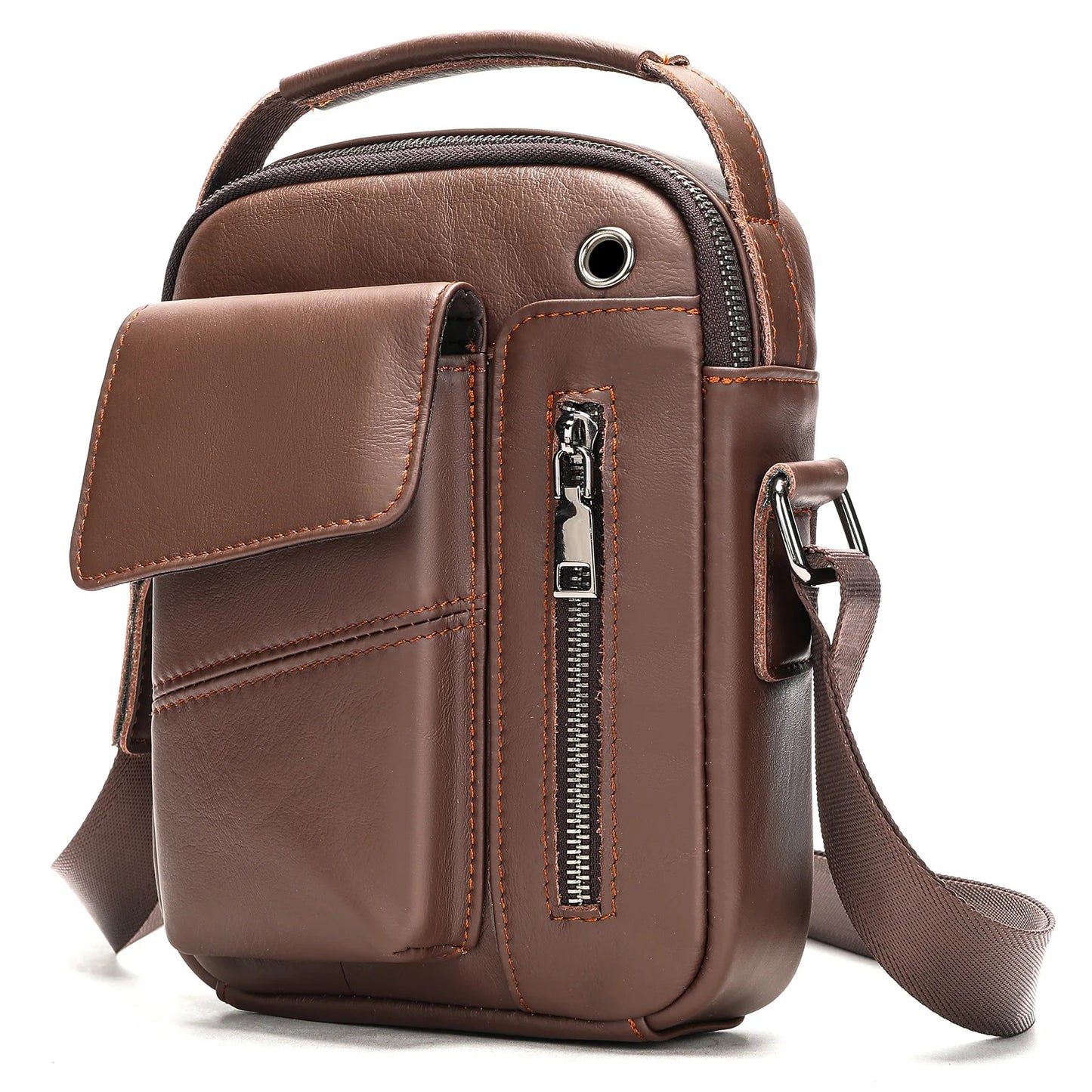 Men's Cowhide Casual Crossbody Bag - Large Capacity Leather Sling Bags