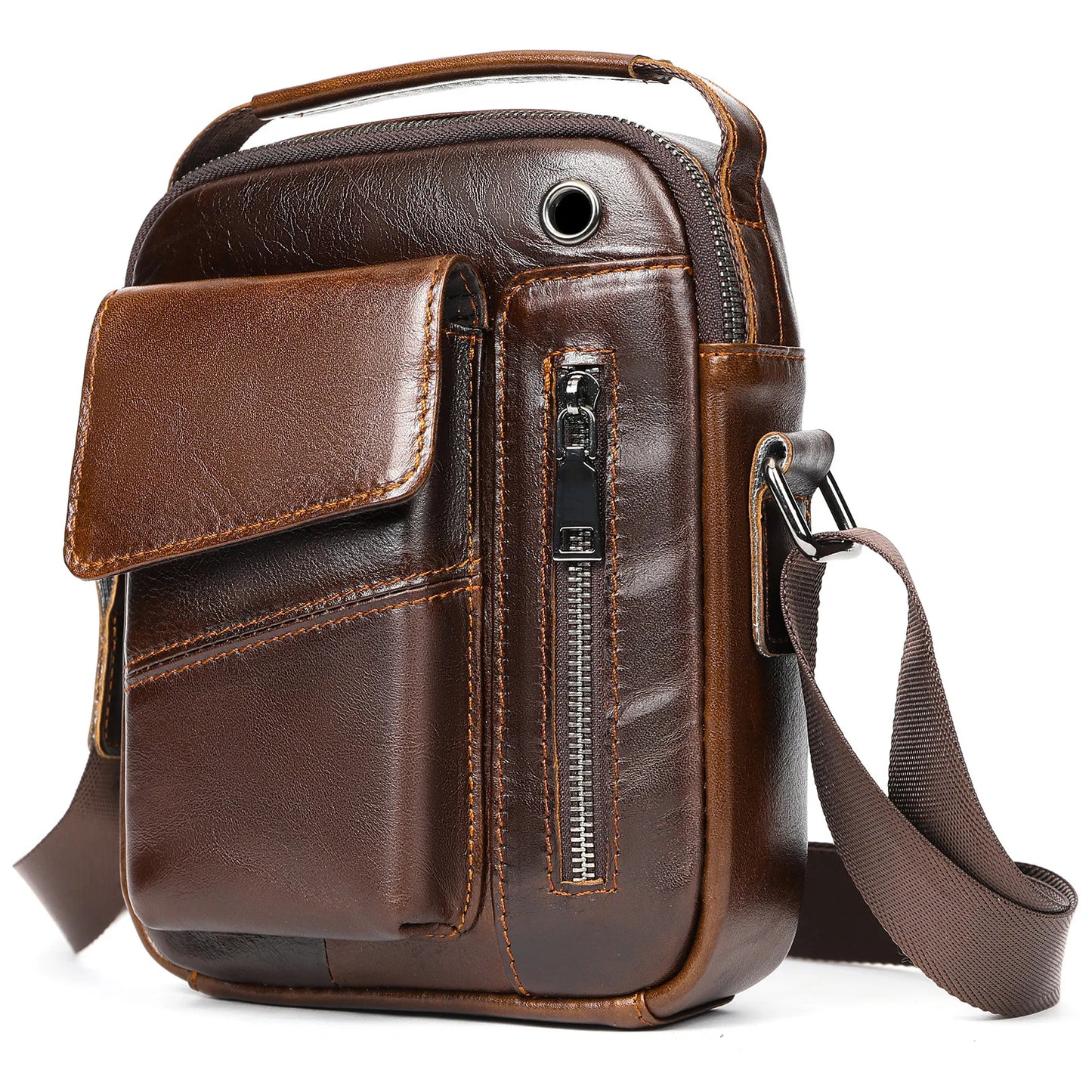 Men's Cowhide Casual Crossbody Bag - Large Capacity Leather Sling Bags