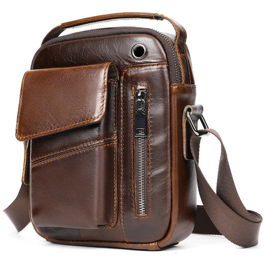 Men's Cowhide Casual Crossbody Bag - Large Capacity Leather Sling Bags