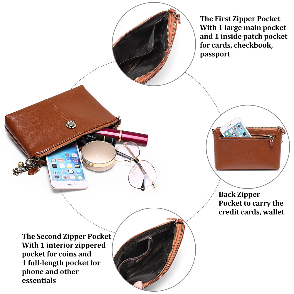 Genuine Leather Women's Clutch Messenger Bag