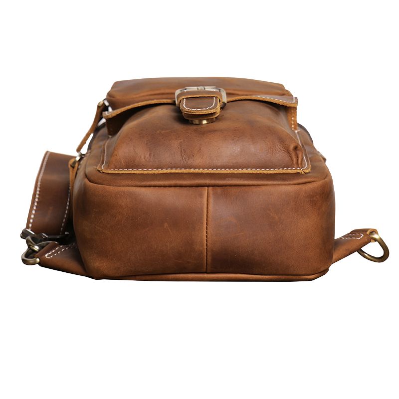 European and American Men's Crazy Horse Leather Crossbody Chest Bag