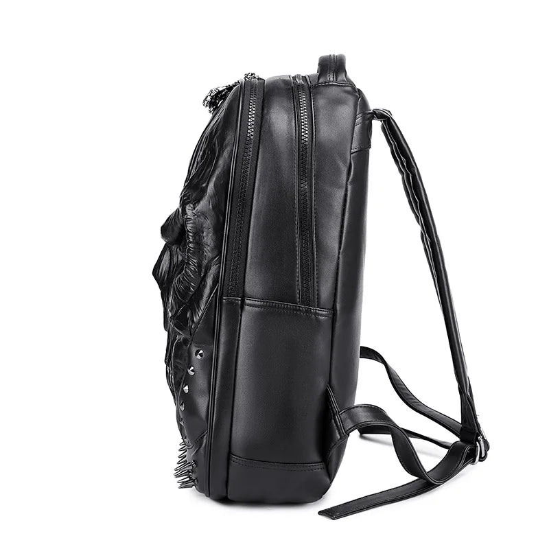 Steampunk 3D Skull Backpack | Punk Rivet PU Leather Laptop Bag