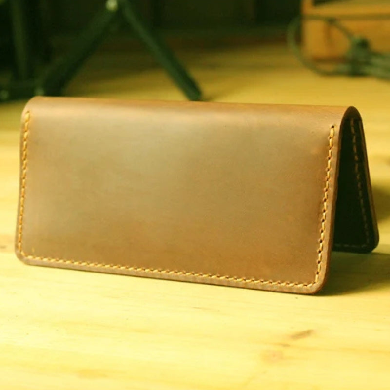 Handmade Vintage Crazy Horse Genuine Leather Wallet - Men Stylish Clutch Bag Purse