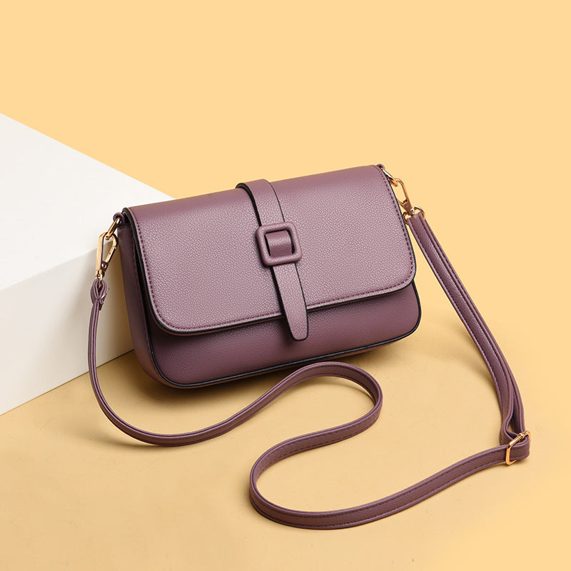 Women’s Small Square Crossbody Bag - Minimalist Leather Flap Bag