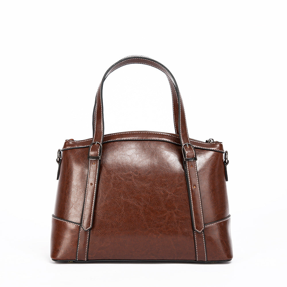 Genuine Leather Women's Crossbody Bag - Retro Casual Fashion Patch Bags