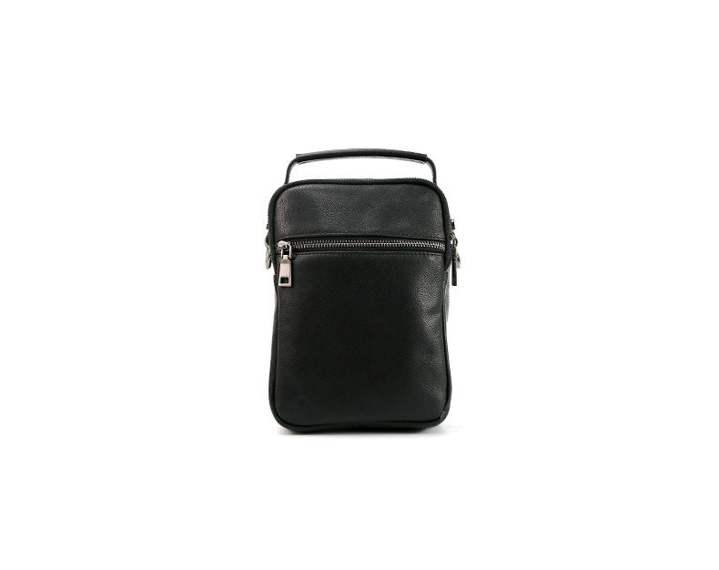 Men’s Genuine Cowhide Leather Messenger Bag – Vintage Black Crossbody Shoulder Bags
