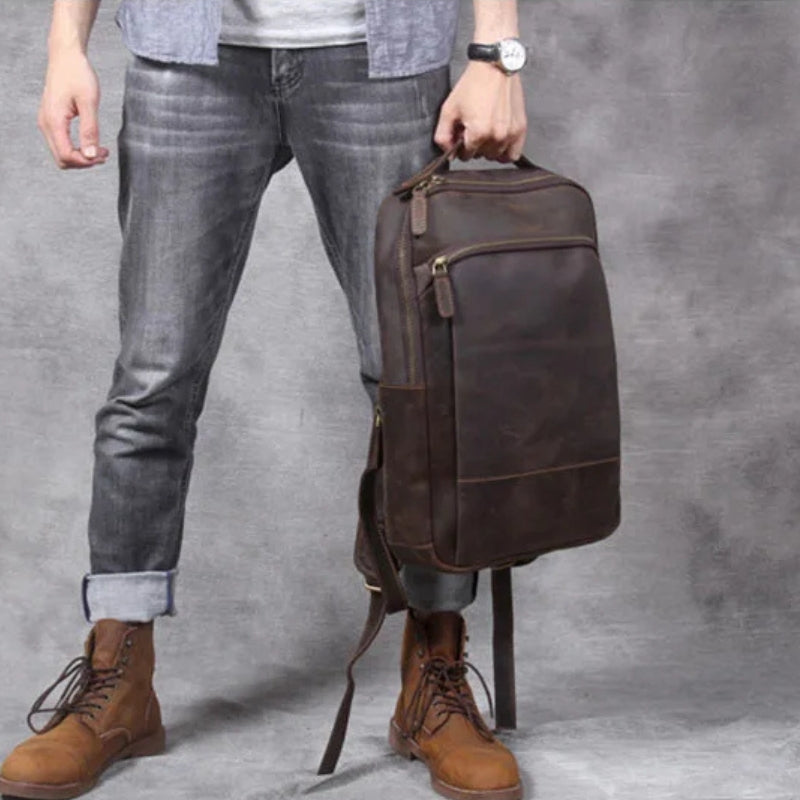 Vintage Crazy Horse Leather Men Backpack - Professional Daily Men’s Business Bag
