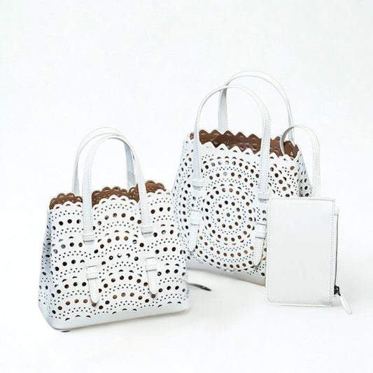 French Handmade Cowhide Leather Tote Bag - Vegetable Basket Versatile Handbag