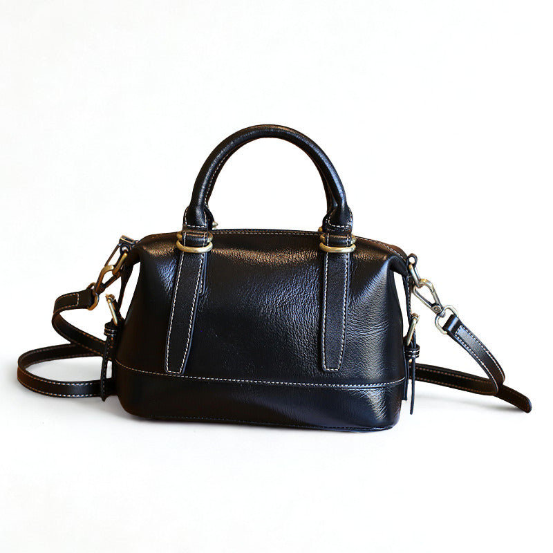 Genuine Leather Shoulder Messenger Bag - First Layer Cowhide Sandwich Zipper Bags