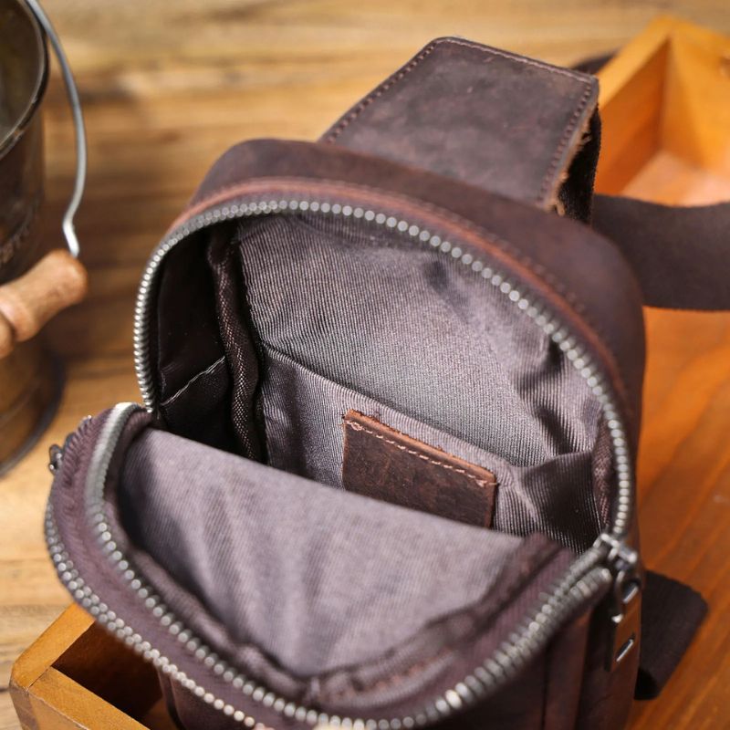 Vintage Full Grain Leather Sling Bag for Men – Premium Crossbody Chest Bag