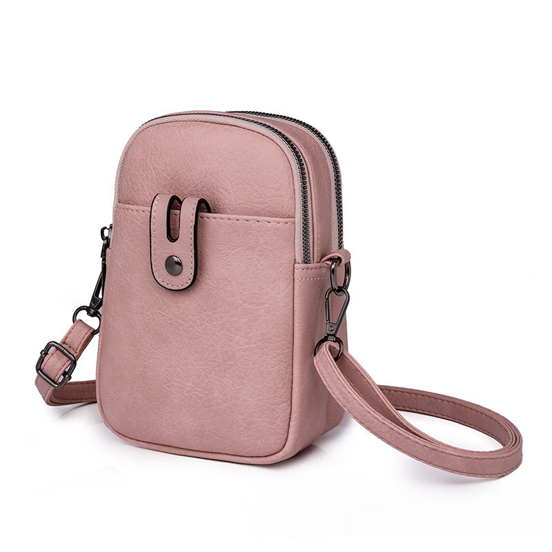 Double Zip Phone Crossbody Bag - Minimalist Phone Pouch