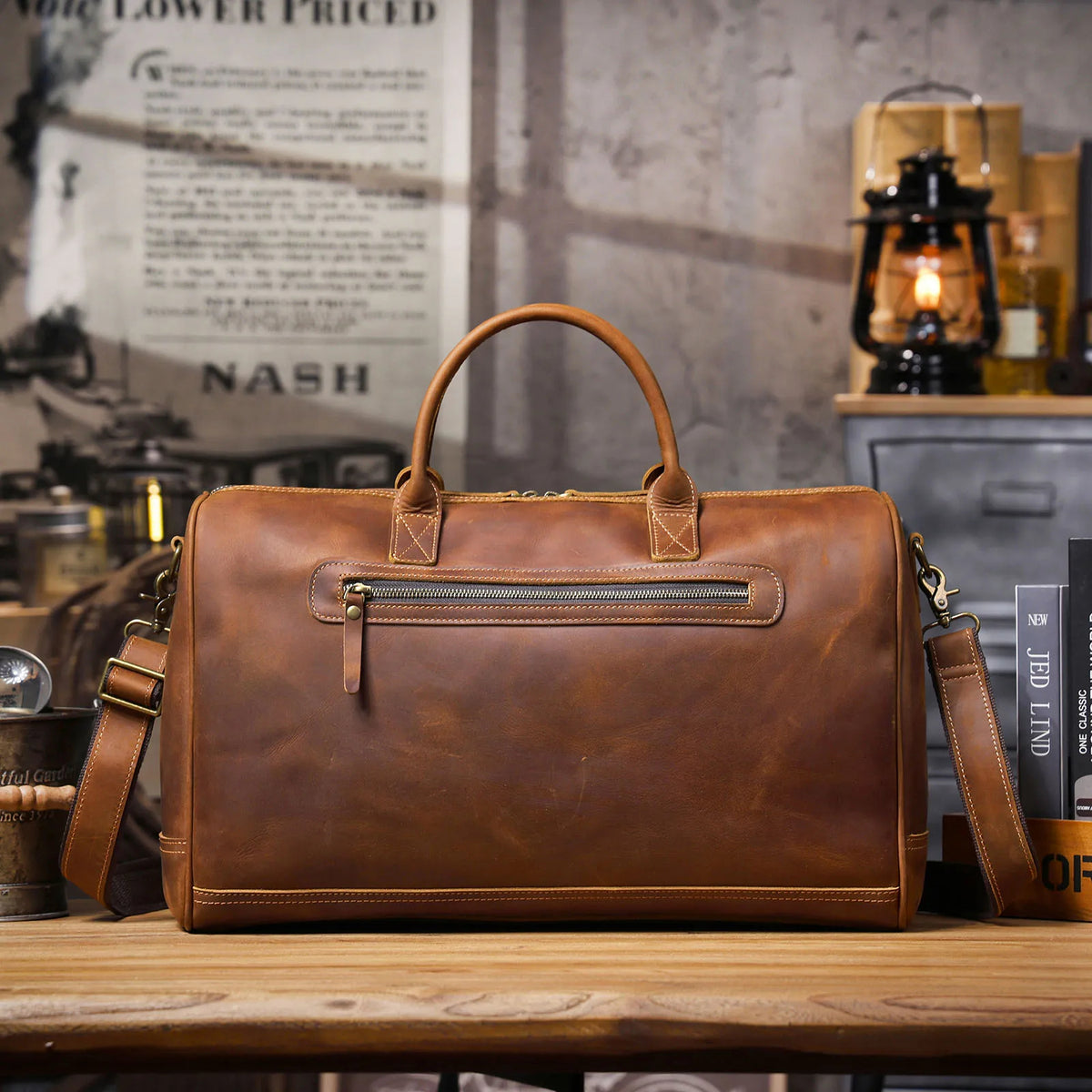 Men's Full Grain Leather Laptop Briefcase For Work