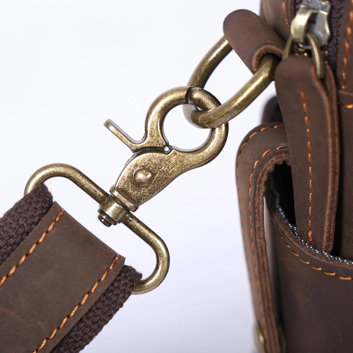 Men's Full Grain Leather Briefcase Laptop Bag