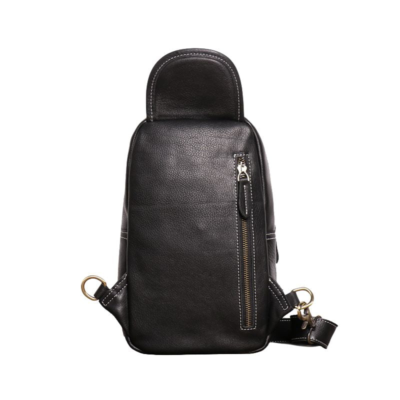 European and American Men's Crazy Horse Leather Crossbody Chest Bag