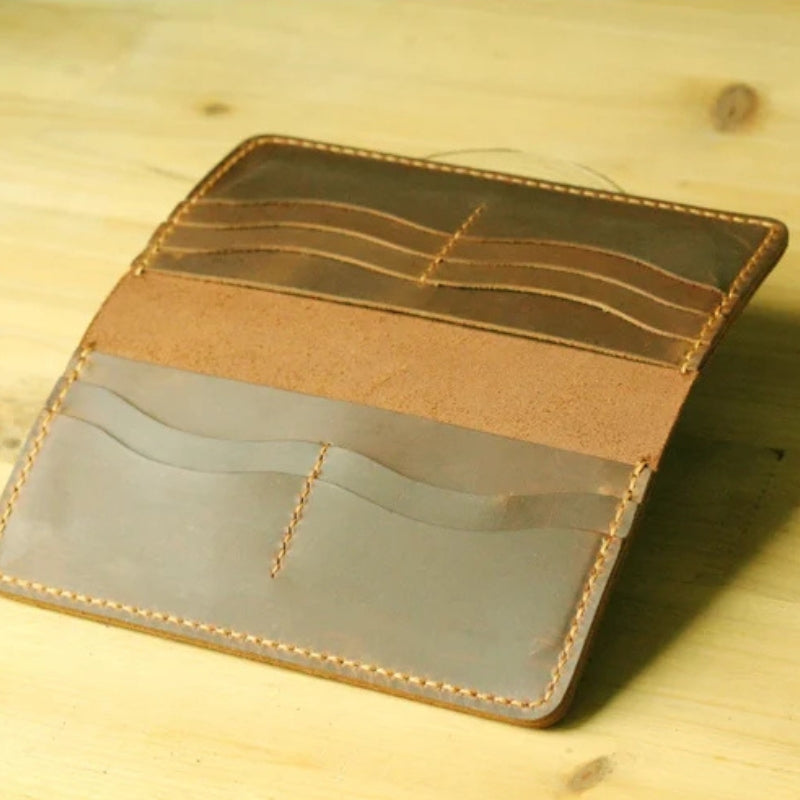 Handmade Vintage Crazy Horse Genuine Leather Wallet - Men Stylish Clutch Bag Purse