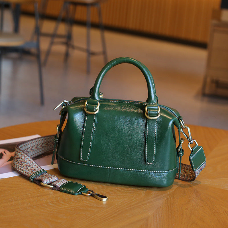 Genuine Leather Shoulder Messenger Bag - First Layer Cowhide Sandwich Zipper Bags