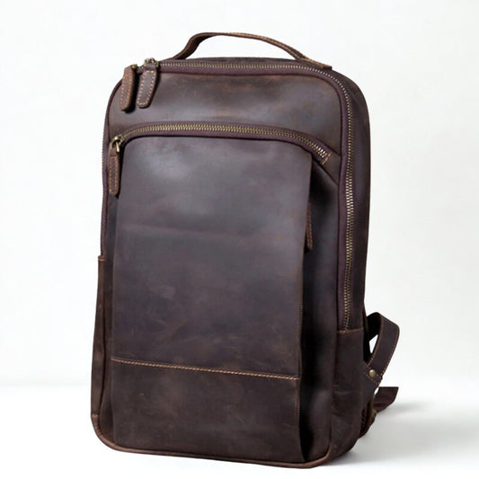Vintage Crazy Horse Leather Men Backpack - Professional Daily Men’s Business Bag