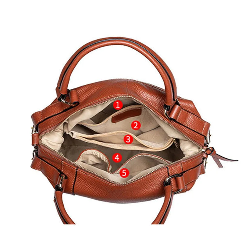 Top Layer Cowhide Handbag – All-Match Genuine Leather Bag for Women