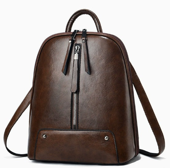 Large Capacity Women's Leather Backpack - Fashion Travel Bag