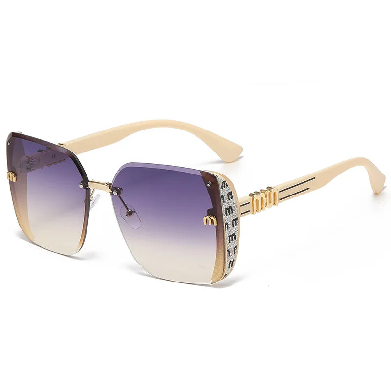 Fashion Luxury Square Sunglasses – UV400 Protection Lightweight Trendy Eyewear Gold White