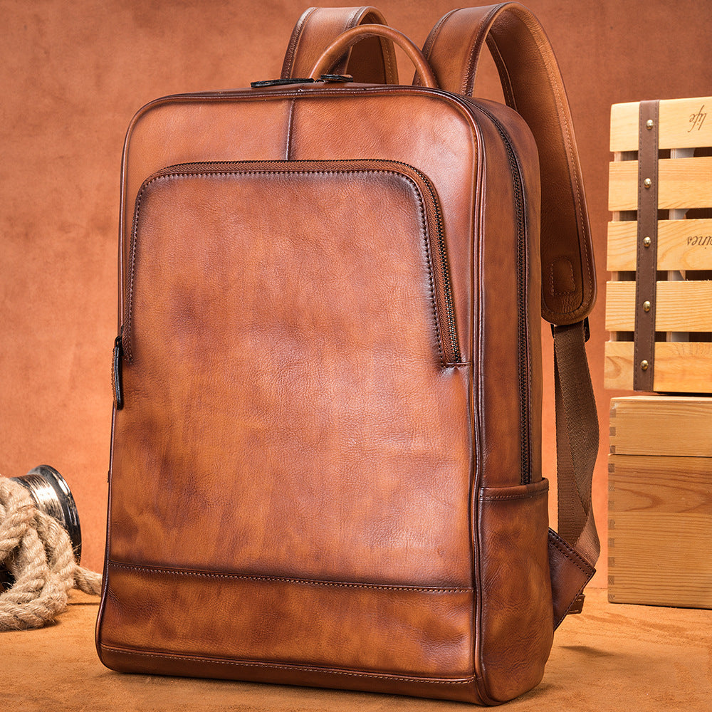 Large Capacity Waterproof Leather Laptop Backpack for Business & Travel