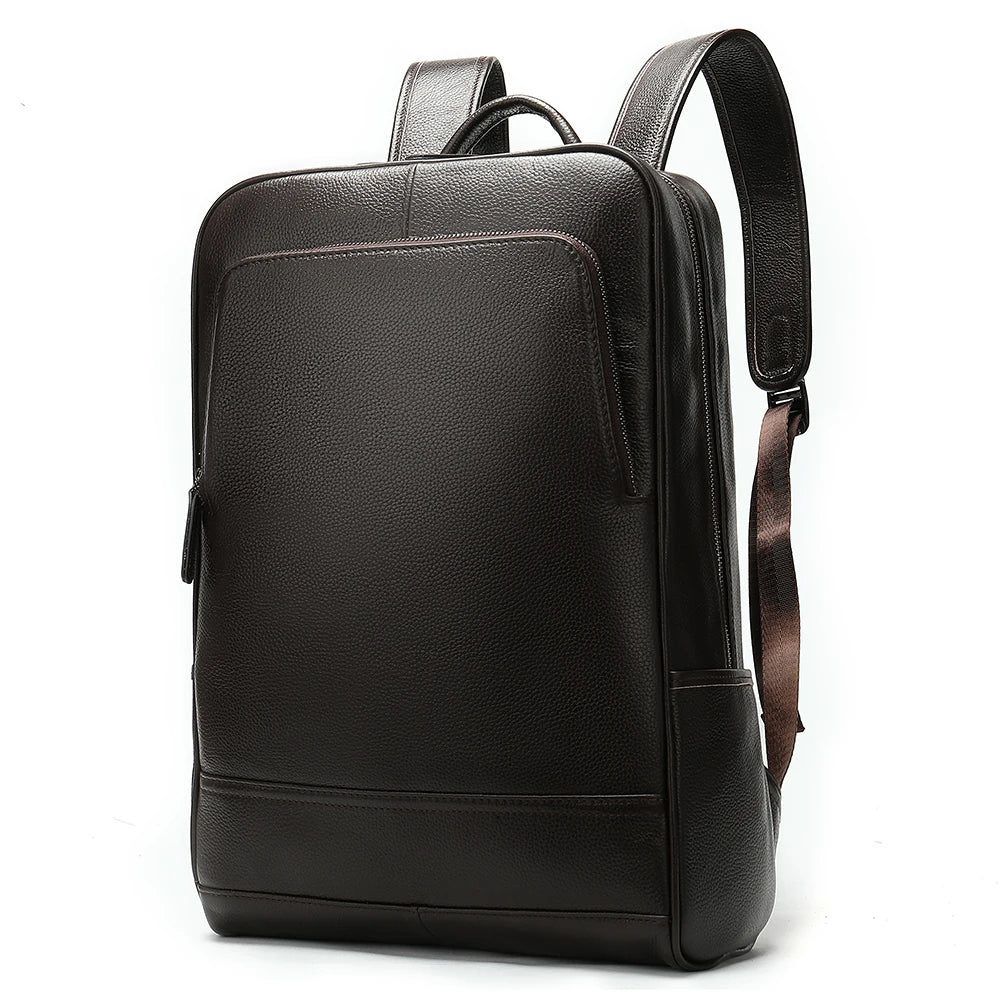 Large Capacity Waterproof Leather Laptop Backpack for Business & Travel